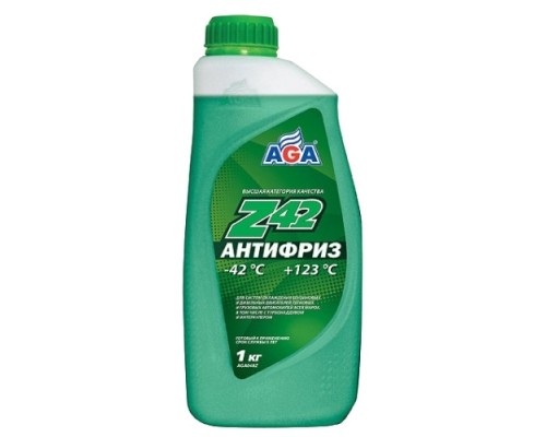 АНТИФРИЗ AGA Z42 G12++ -42 С ЗЕЛЕНЫЙ 1 КГ                                                           