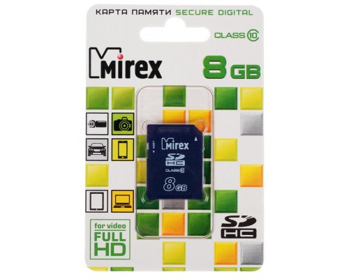 КАРТА ПАМЯТИ SDHC 8GB MIREX (CLASS 10)                                                              