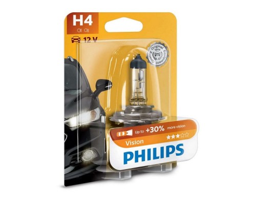 ЛАМПА ГАЛОГЕННАЯ H4 12V 60/55W PHILIPS VISION (+30%)                                              
