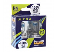 ЛАМПА ГАЛОГЕННАЯ H4 12V 60/55W МАЯК SUPER LIGHT УЛЬТРА NEW (+100%) (2 ШТ.)                        