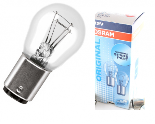 ЛАМПА ПОДСВЕТКИ P21/5W 12V 21/5W OSRAM (2-Х НИТЬЕВАЯ, СТОП-СИГНАЛ, ГАБАРИТЫ)                      