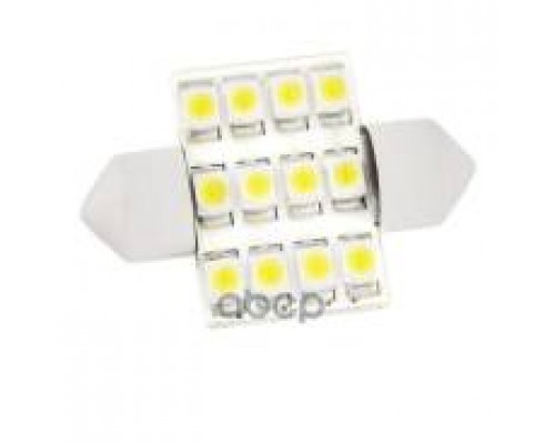 ЛАМПА ПОДСВЕТКИ СВЕТОДИОДНАЯ C5W 12V SKYWAY (12 SMD ДИОДА C ЦОКОЛЕМ 31ММ 1-КОНТАКТНАЯ БЕЛАЯ)      