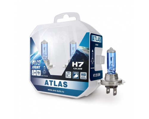 ЛАМПА ГАЛОГЕННАЯ H7 12V 55W AVS ATLAS БОКС (5000К) (2 ШТ.) A78909S                                