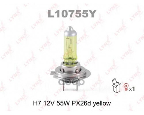 ЛАМПА ГАЛОГЕННАЯ H7 12V 55W LYNXAUTO (ЖЕЛТАЯ)                                                     