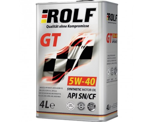 МАСЛО МОТОРНОЕ ROLF GT 5W40 SN/CF (4 Л) СИНТ.                                                     