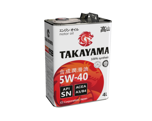 МАСЛО МОТОРНОЕ TAKAYAMA 5W40 A3/B4 SN/CF (4 Л) СИНТ. (МЕТАЛЛ)                                     