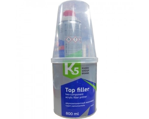 ГРУНТ К5 TOP FILLER АКРИЛОВЫЙ СЕРЫЙ 800 МЛ С ОТВЕРД. 160 МЛ                                       