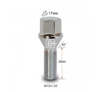 БОЛТ КОЛЕСНЫЙ M12X1.5X28 (КОНУС С БУРТИКОМ, КЛЮЧ 17)                                                