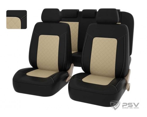 ЧЕХЛЫ АВТОМОБИЛЬНЫЕ ЭКО-КОЖА БЕЖЕВЫЕ PSV ELEGANT NEXT 129199                                      