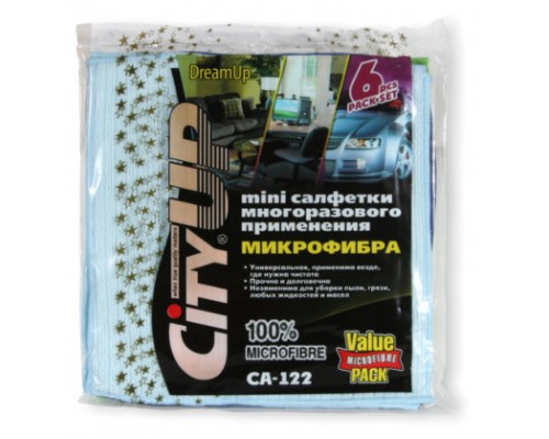 САЛФЕТКА ИЗ МИКРОФИБРЫ CITY UP 25*25 (6 ШТ.)                                                        