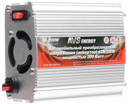ПРЕОБРАЗОВАТЕЛЬ НАПРЯЖЕНИЯ (ИНВЕРТОР) 12V/220V (200W) AVS IN-200W                                 