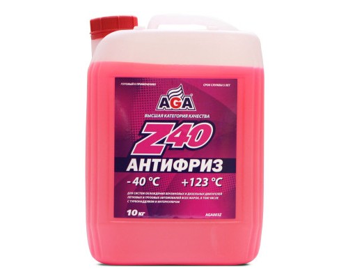 АНТИФРИЗ AGA Z40 G12++ -40 С КРАСНЫЙ 10 КГ                                                          