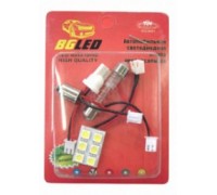 ЛАМПА ПОДСВЕТКИ СВЕТОДИОДНАЯ T10 12V BG-GROUP ПАНЕЛЬ (12 FLUX LED, 3 ПЕРЕХОДНИКА БЕЛЫЙ)           