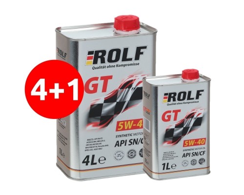 МАСЛО ROLF GT SN/CF 5W40 (СИНТ, 4Л+ 1Л) АКЦИЯ                                                       