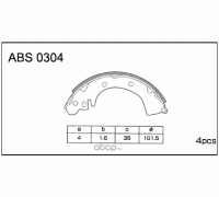 КОЛОДКИ БАРАБАННЫЕ ABS0304 MITSUBISHI LANCER                                                        