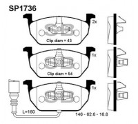 КОЛОДКИ ТОРМОЗНЫЕ  (ПЕРЕД.) SKODA OCTAVIA 1.2/1.4 TSI/TDI 12> SP1736                                