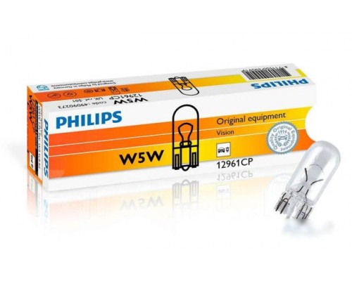 ЛАМПА ПОДСВЕТКИ W5W 12V 5W PHILIPS (БЕЗ ЦОКОЛЯ)                                                   