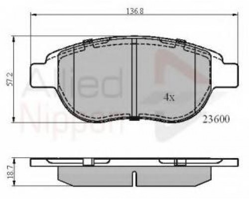 КОЛОДКИ ТОРМОЗНЫЕ ADB01038 CITROEN C4  PEUGEOT 207,206,307                                          