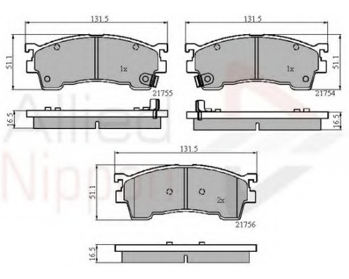 КОЛОДКИ ТОРМОЗНЫЕ ADB3823 MAZDA 626 1.8/2.0/2.2 92-99                                               