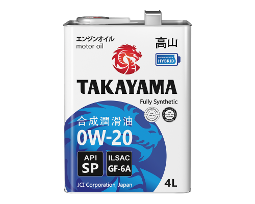 МАСЛО МОТОРНОЕ TAKAYAMA 0W20 PAOTEC ILSAC GF-6 API SP (СИНТ) 4Л                                   