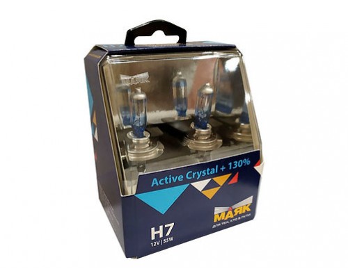 ЛАМПА ГАЛОГЕННАЯ H7 12V 55W МАЯК ACTIVE CRYSTAL (+130%) (2 ШТ.)                                   