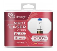 ЛАМПА ГАЛОГЕННАЯ H11 12V 55W CLEARLIGHT NIGHT LASER VISION +200% 2ШТ.                             