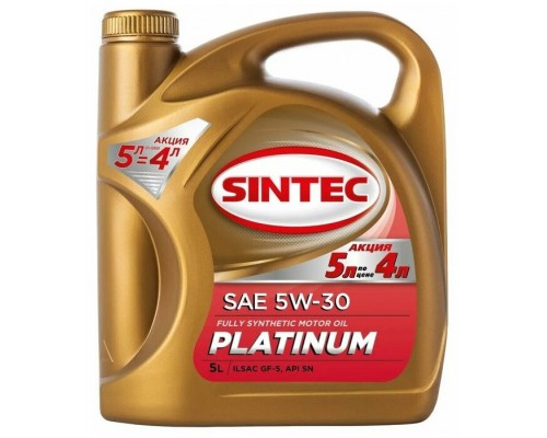 МАСЛО МОТОРНОЕ SINTEC 5W/30 ПЛАТИНУМ 7000 A5/B5 АКЦИЯ 5Л.=4Л (СИНТ.) 600281                       