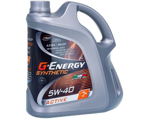 МАСЛО МОТОРНОЕ G-ENERGY SYNTHETIC ACTIVE 5W-40 SN/CF A3/B4 СИНТЕТИЧЕСКОЕ 4 Л                        