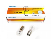 ЛАМПА ПОДСВЕТКИ P21/4W 12V 21/4W PHILIPS (2-Х НИТЬЕВАЯ, СО СМЕЩЕННЫМ ЦЕНТРОМ)                     