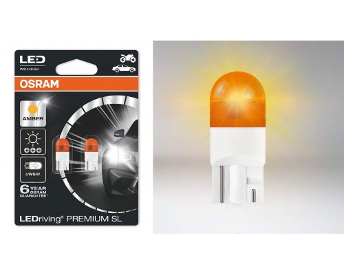 ЛАМПА СВЕТОДИОДНАЯ T10 12V W5W 2827DYPЗ02B OSRAM ЖЕЛТАЯ 2ШТ                                         