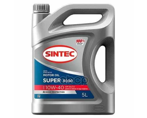 МАСЛО МОТОРНОЕ SINTEC 10W/40 СУПЕР 3000 SG/CD АКЦИЯ 5Л.=4Л (П/СИНТ.) 600301                       