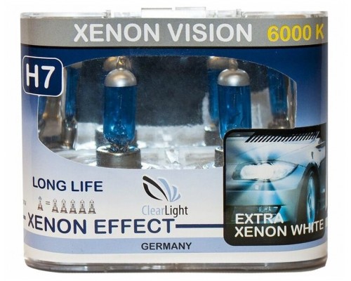 ЛАМПА ГАЛОГЕННАЯ H7 12V 55W CLEARLIGHT ЭФФЕКТ КСЕНОНА 6000K 2ШТ.                                  
