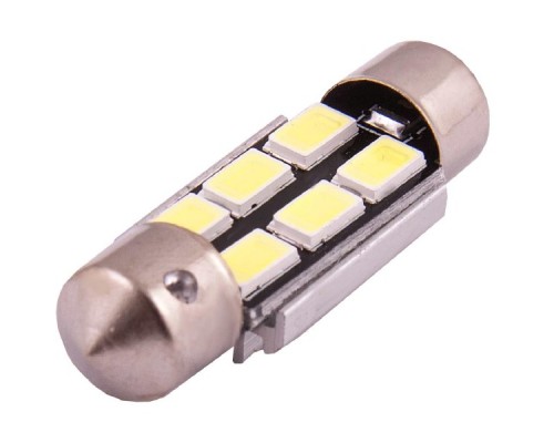 ЛАМПА ПОДСВЕТКИ СВЕТОДИОДНАЯ C5W 12V SKYWAY (12V 6 SMD С ЦОКОЛЕМ 1-КОНТ БЕЛАЯ)                    