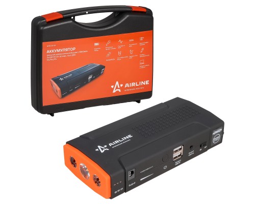 АККУМУЛЯТОР ПУСКОВОЙ AIRLINE BOOSTER (13800МАЧ, 400А, 12.4V, ПУСК ДВС 2.0D, USB 5V/2A, 12/16V КЕЙС