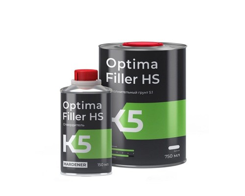 ГРУНТ К5 OPTIMA FILLER BLACK HS 750 МЛ С ОТВЕРДИТЕЛЕМ 150 МЛ                                      