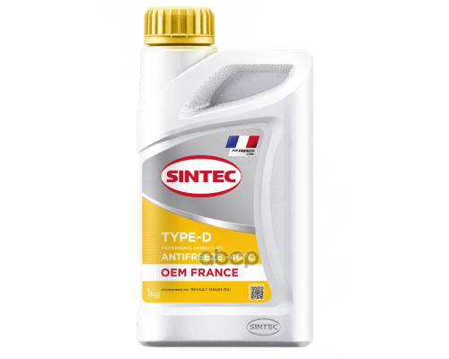 АНТИФРИЗ SINTEC OEM FRANCE TYPE-D ЖЕЛТЫЙ -40 1KG                                                    