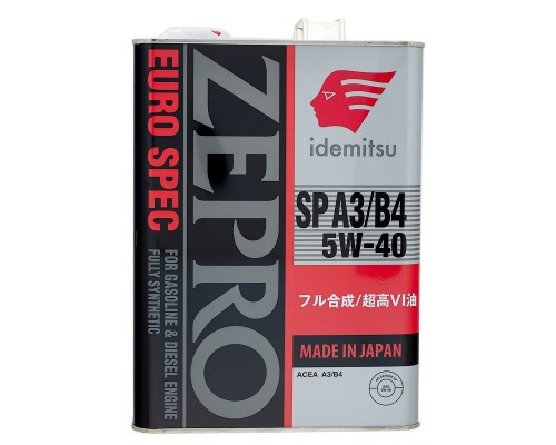 МАСЛО МОТОРНОЕ IDEMITSU 5W-40 ZEPRO EURO SPEC  SP A3/B4 4Л                                        