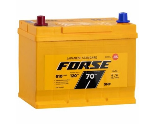 АККУМУЛЯТОР ASIA 70 А/Ч FORSE 610А (ОБРАТНАЯ ПОЛЯРНОСТЬ) (261Х175Х225)                            