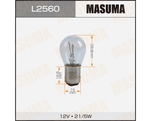 ЛАМПА ПОДСВЕТКИ P21/5W 12V 21/5W MASUMA (BAY15D, ДВУХКОНТАКТНАЯ)                                  