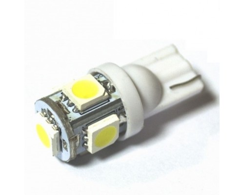 ЛАМПА T10 12V W2.1X9.5D СВЕТОДИОДНАЯ 5SMD WHITE 5050                                                
